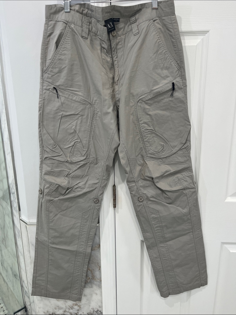 A/X Armani Exchange Men's Light Gray Cargo Pants